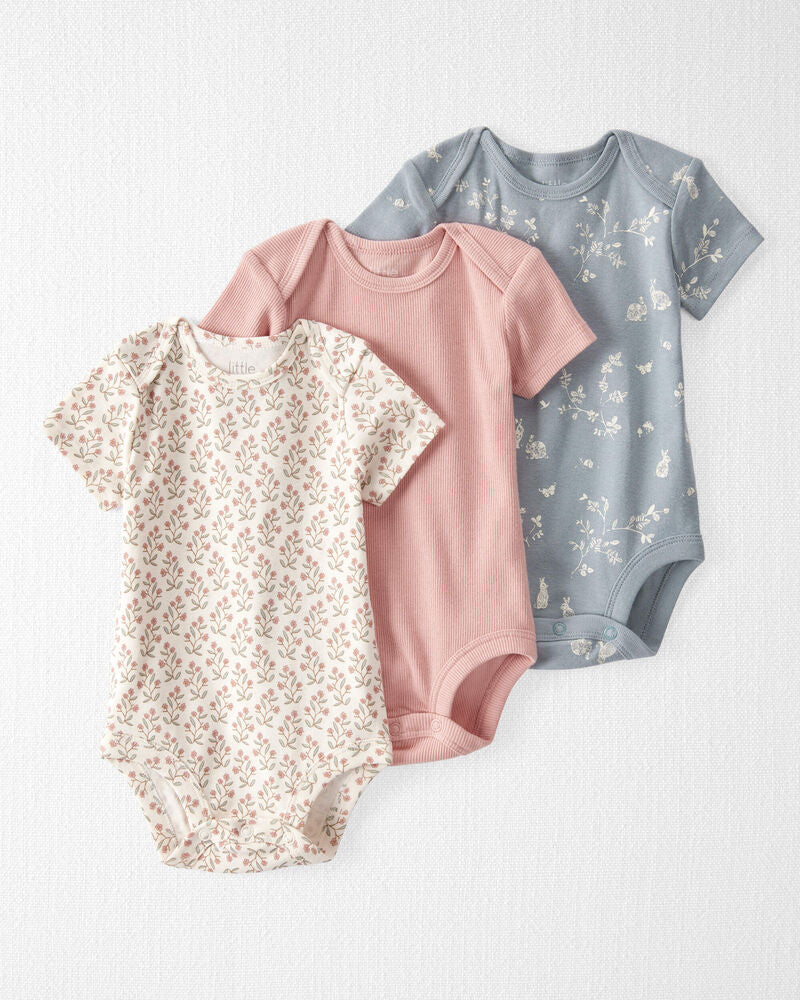 LITTLE PLANET Baby 3-Pack Organic Cotton Rib Bodysuits