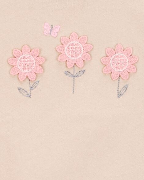 Baby Floral Short-Sleeve Top - Tan