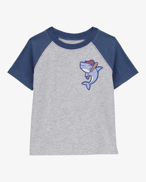 Toddler Shark Raglan Tee - Grey