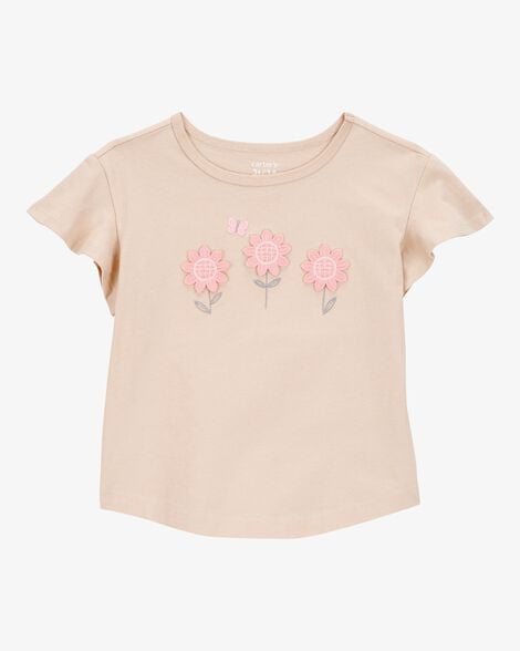 Baby Floral Short-Sleeve Top - Tan