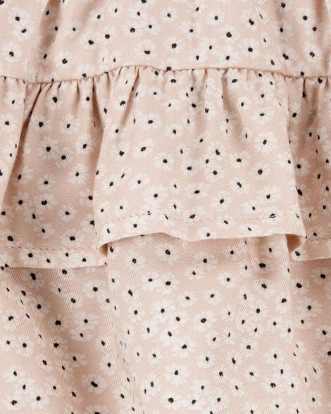 Baby Floral Pull-On Ruffle Skort - Tan