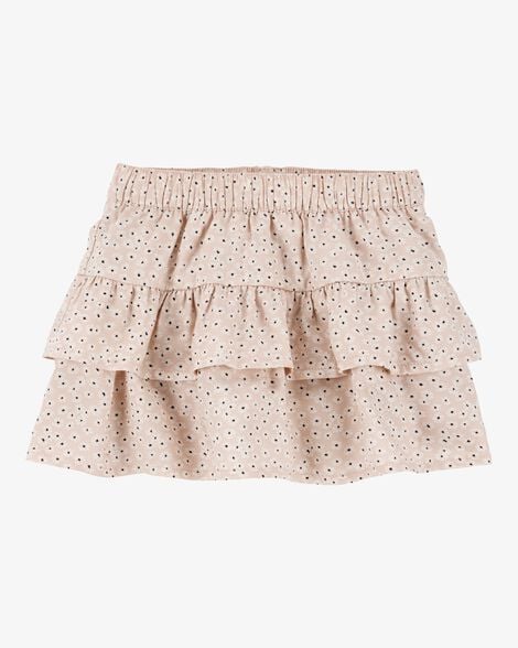 Baby Floral Pull-On Ruffle Skort - Tan