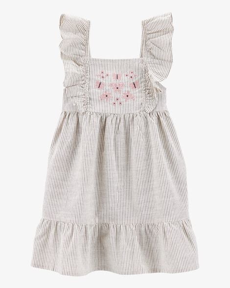 Toddler Striped Flutter-Sleeve Dress
