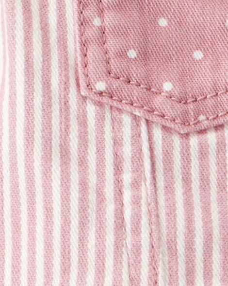 Baby Vintage Inspired Twill Striped Cropped Jacket - Pink