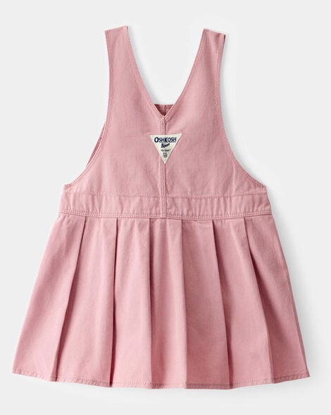 Toddler Girl Pleated 100% Cotton Jumper Dress - Pink