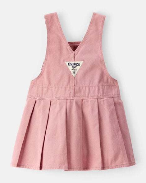 Baby Girl Pleated 100% Cotton Jumper Dress - Pink