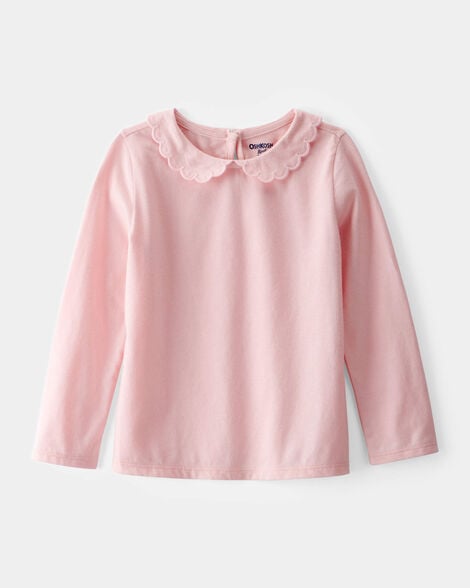 Toddler Scalloped Collar Long-Sleeve Shirt - Pink
