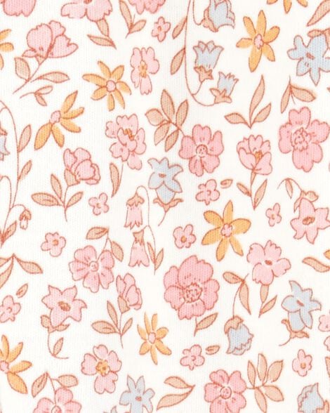 Baby Girl Floral 2-Way Zip Cotton Sleep & Play Pajamas - Blue