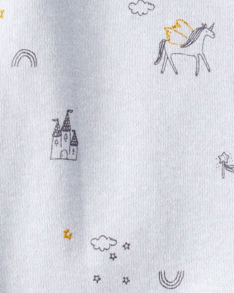 Baby Girl Floral 2-Way Zip Cotton Sleep & Play Pajamas - Blue