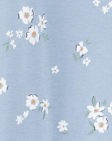 Baby Girl Floral 2-Way Zip Cotton Sleep & Play Pajamas - Blue