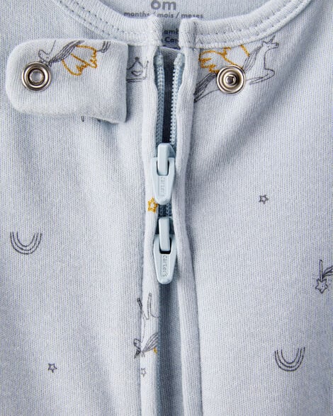 Baby Girl Floral 2-Way Zip Cotton Sleep & Play Pajamas - Blue