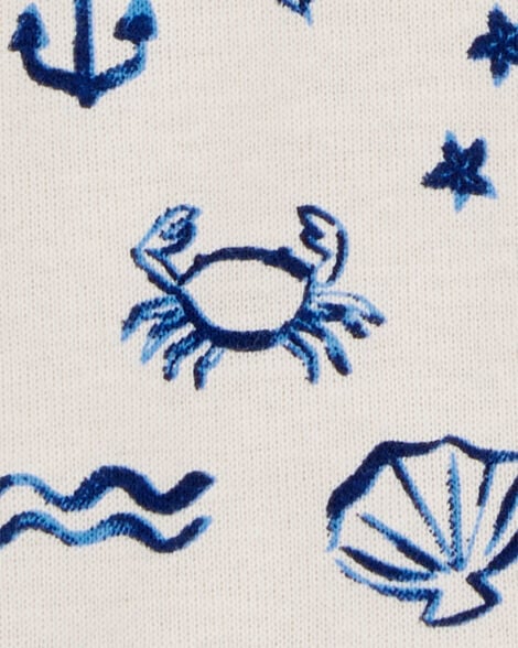 Baby Sea Print Snap-Up Cotton Romper