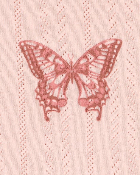 Kid Butterfly Pointelle Baby Tee - Pink