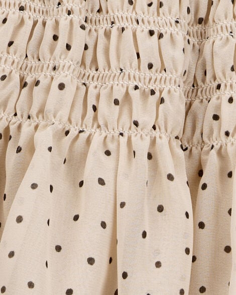 Kid Polka Dot Chiffon Skirt - Tan