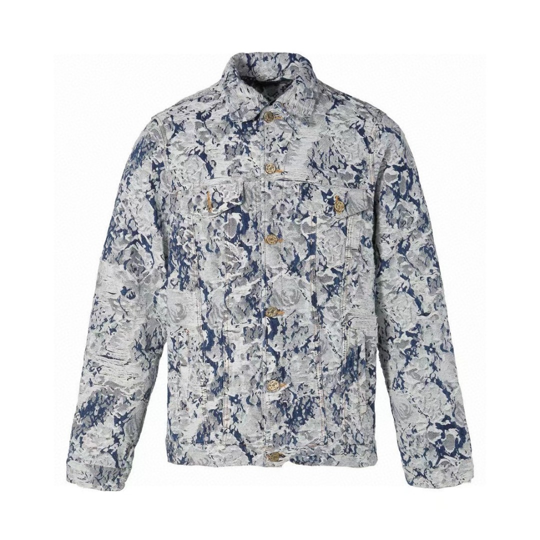 Louis Vuitton's new super - heavy - craftsmanship fringed floral denim jacket