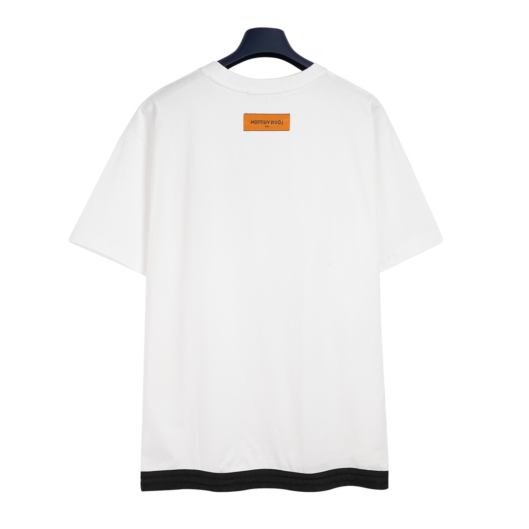 Louis Vuitton drawstring spliced nylon pocket printed short-sleeved T-shirt