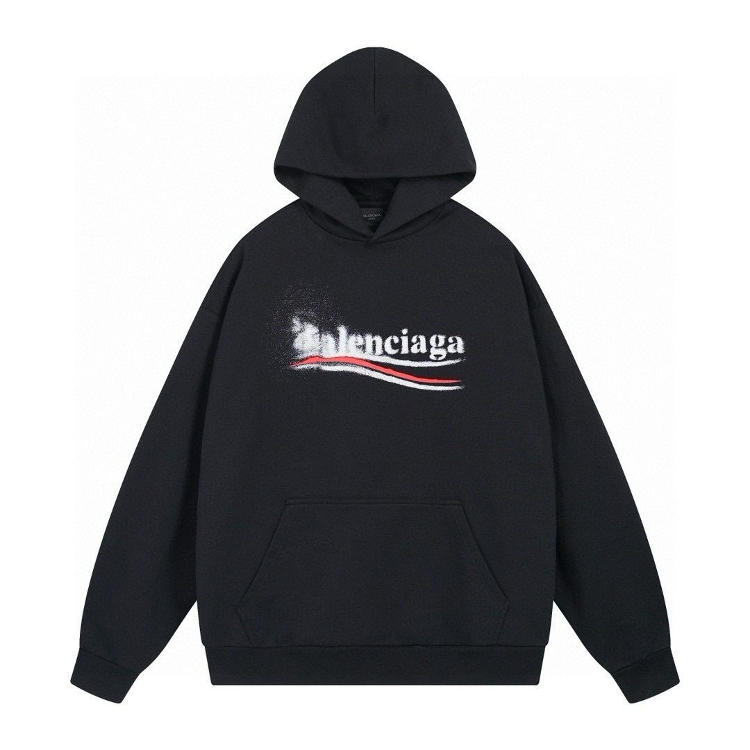 NB-260-518 BALENCIAGA/Paris Fashion Week 2024 SS Classic Coke Wave Graffiti Printed Hooded Sweatshirt Sizes: XS - S - M - L XS S M L Bust Circumference: 124 128 132 136 Shoulder Width: 60 62 64 66 Length: 72 74 76 78 Sleeve Length: 60 61.5 63 64.5