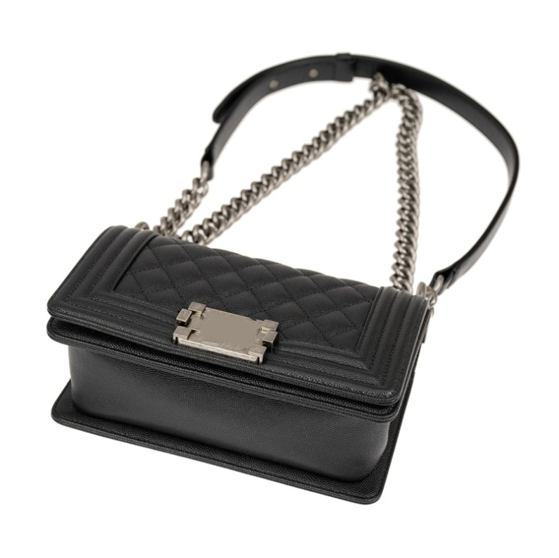 Silver buckle shoulder bag