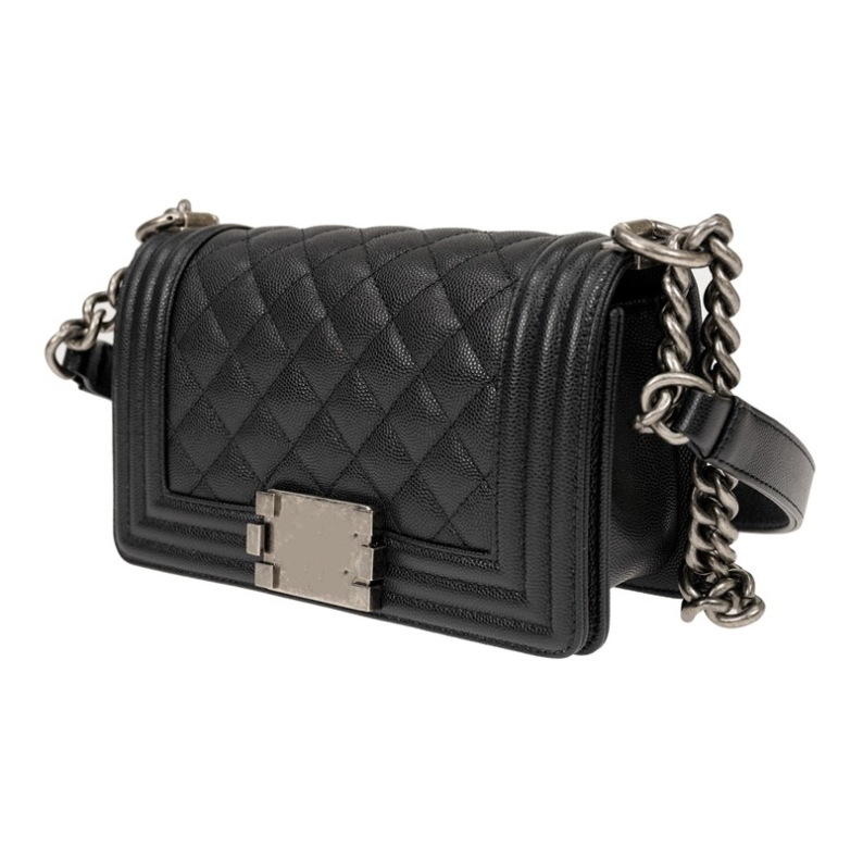 Silver buckle shoulder bag