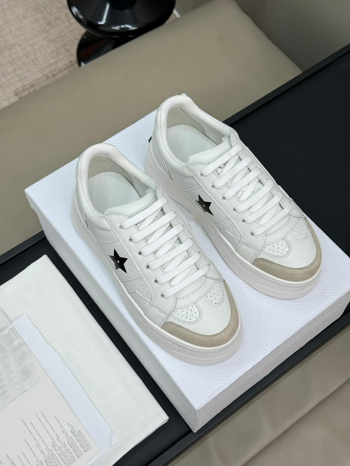 White Calfskin and Suede Calfskin