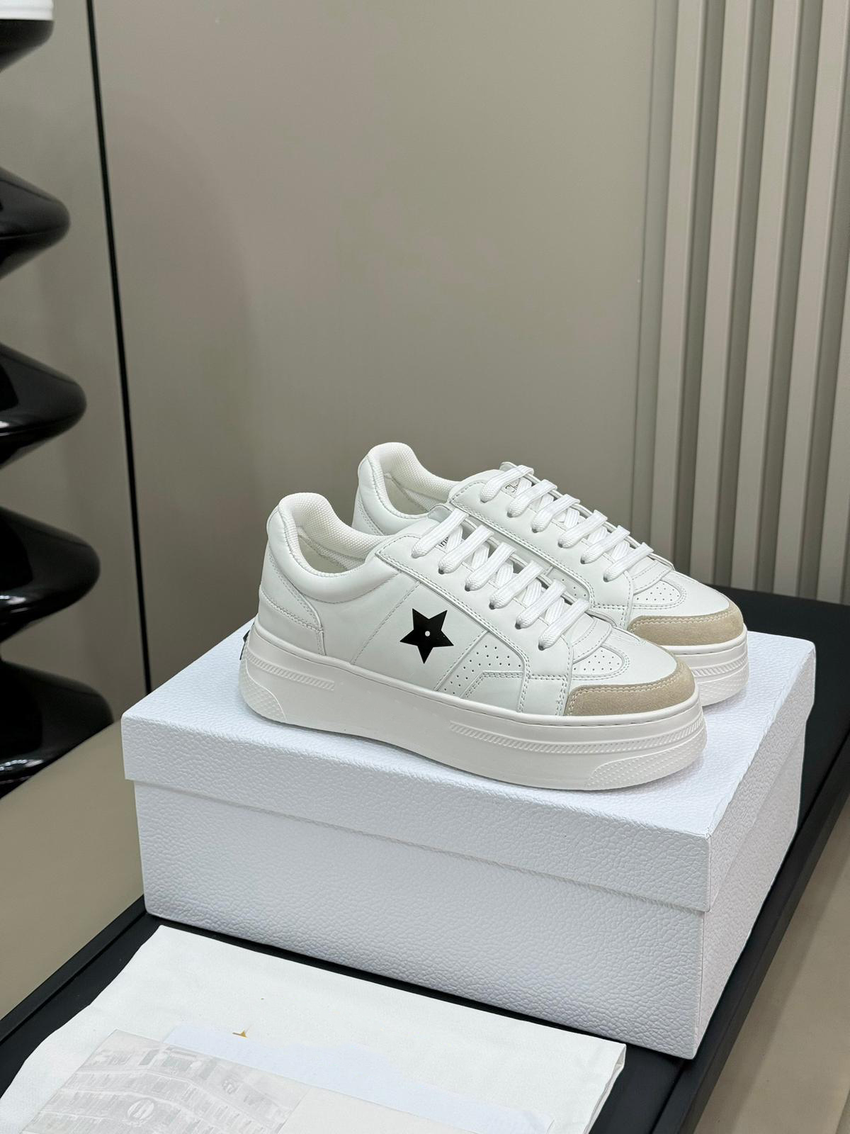 White Calfskin and Suede Calfskin