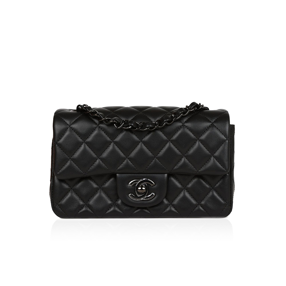 Chanel Classic Flag Bag Flap Bag SO Black Lambskin 20CM