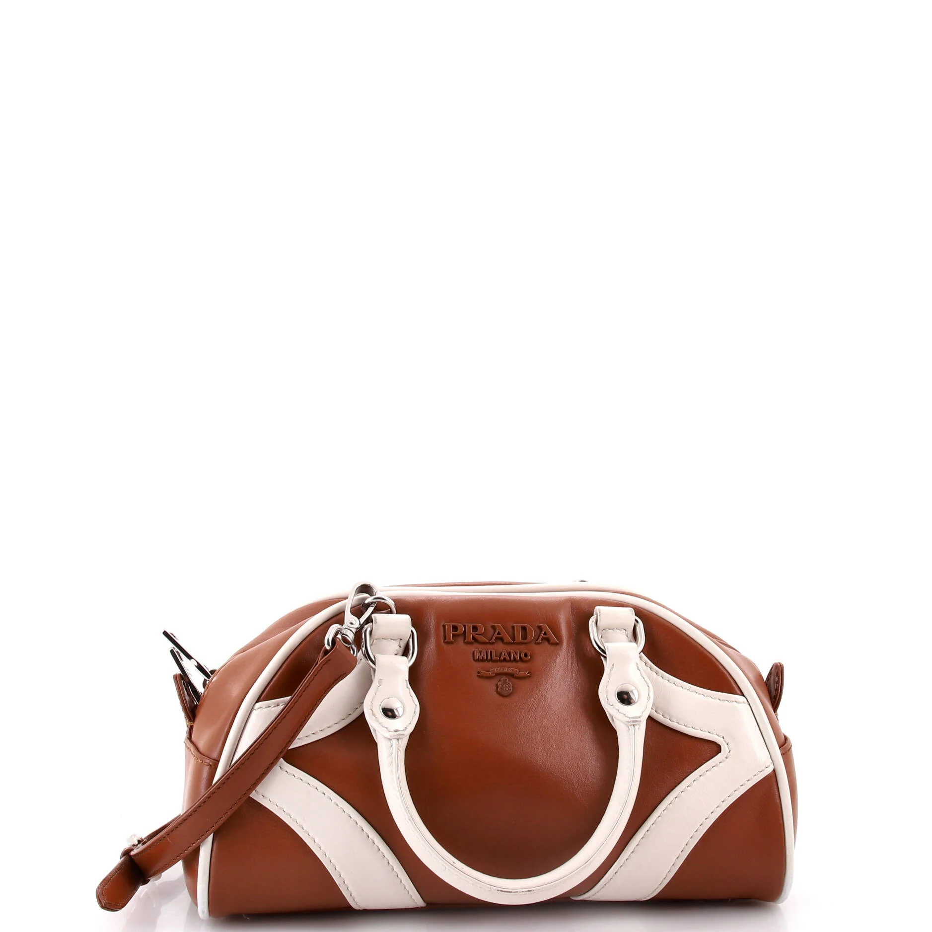 Prada Bowling Convertible Handle Bag Leather Small
