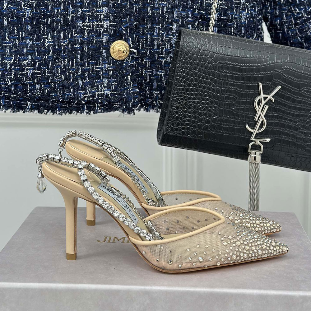 Jimmy Choo Saeda 10CM Slim Heel  Slide Sandal