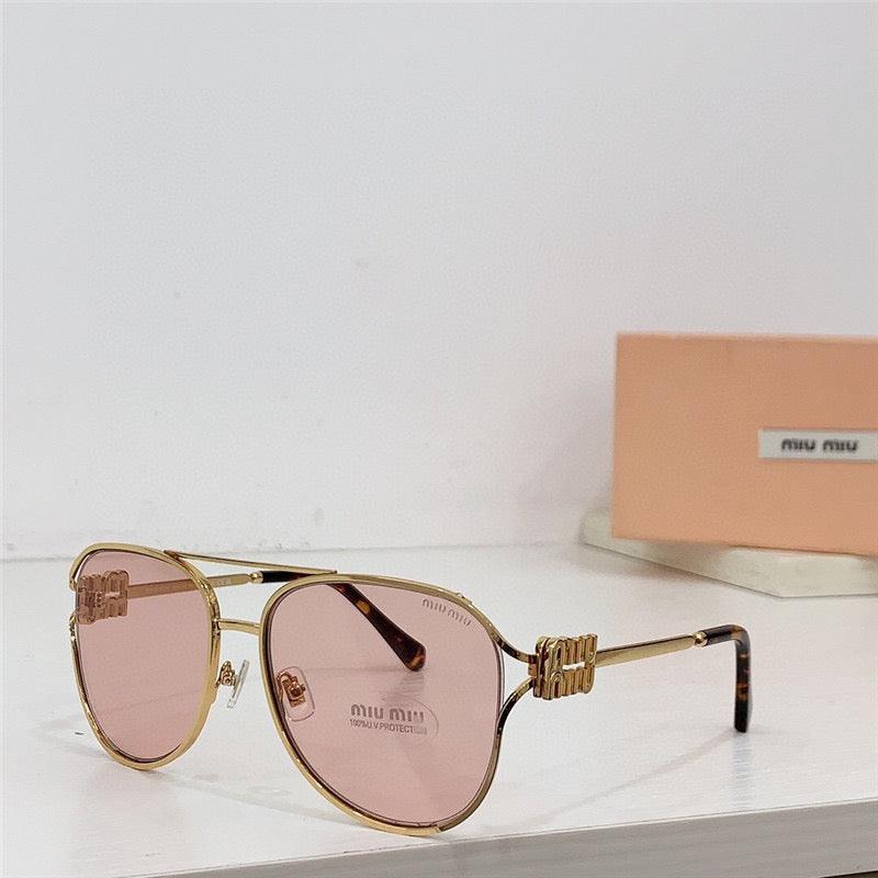 NEW SEASON Miu Miu 52ZS Metal Logo-frame Sunglasses