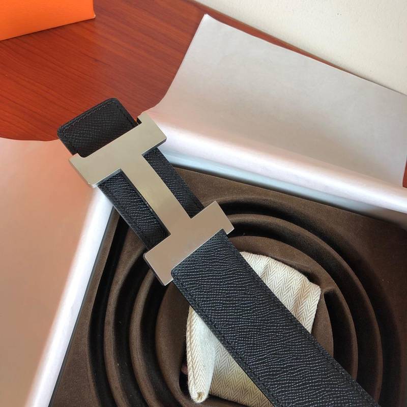 Hermes Mini Constance Guillochee Belt Buckle & Reversible Black Belt 380MM