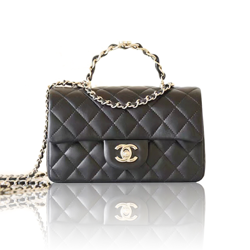 Chanel Lambskin bag with handle and flap bags