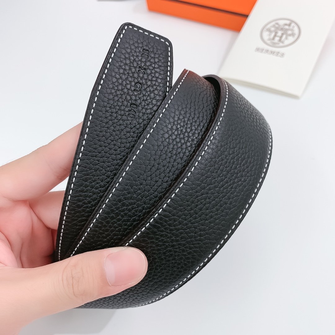 Hermes H Belt Buckle & Reversible Black Belt 380MM