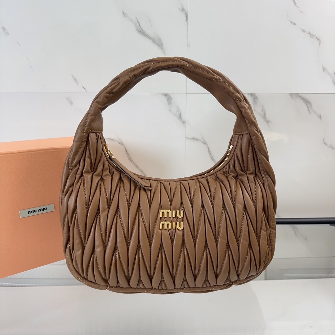 Miumiu  Wander Matelassé Medium Hobo Nappa Leather Underarm Bag