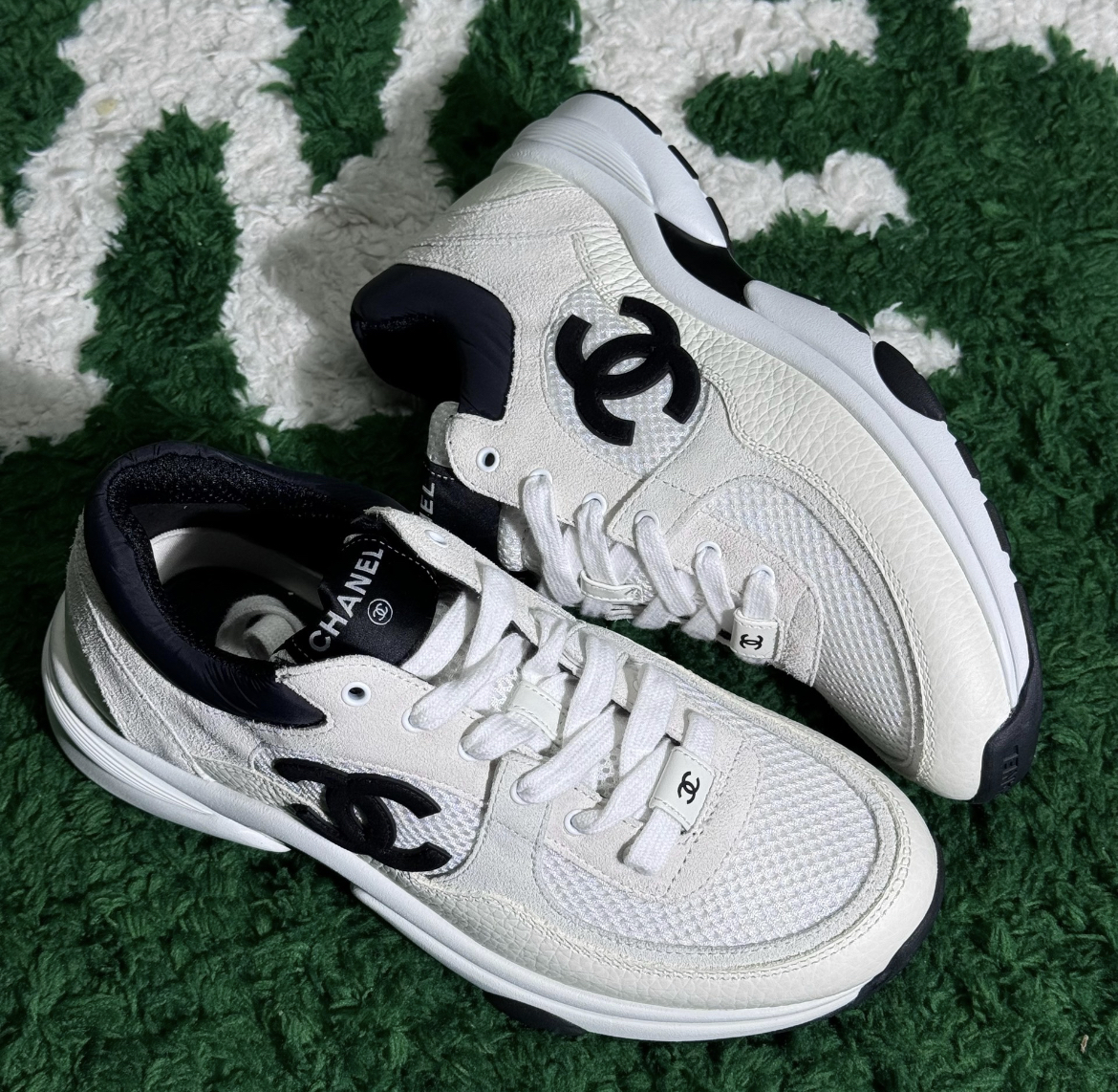 Chanel black and white panda running shoes