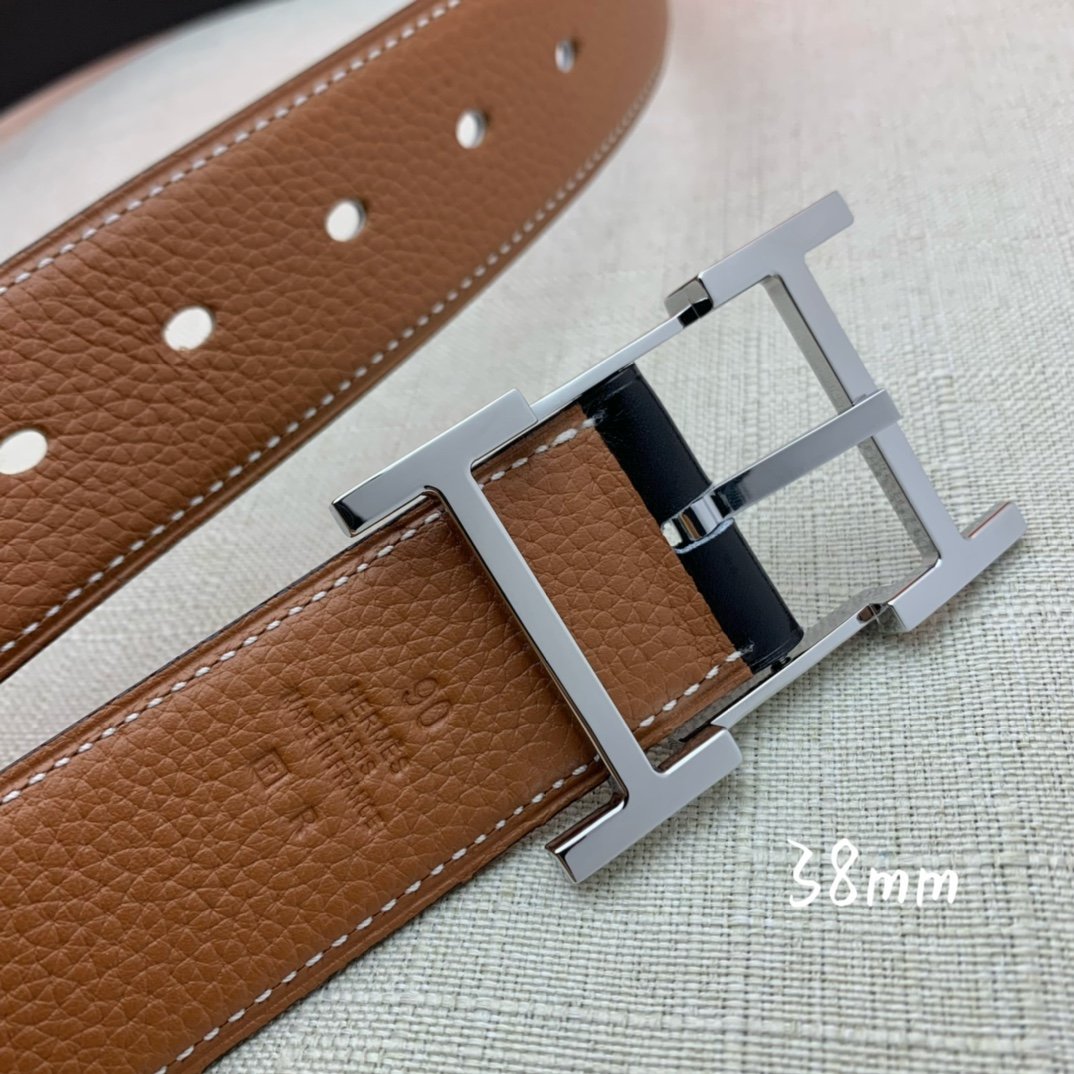 Hermes H Belt Buckle & Reversible Brown Belt 380MM