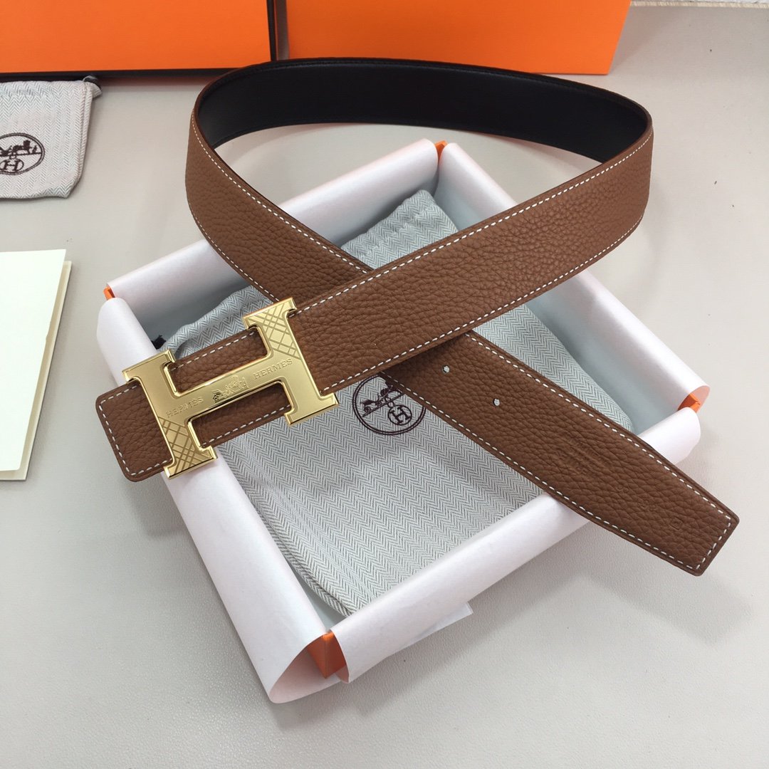 Hermes H Belt Buckle & Reversible Brown Belt 380MM