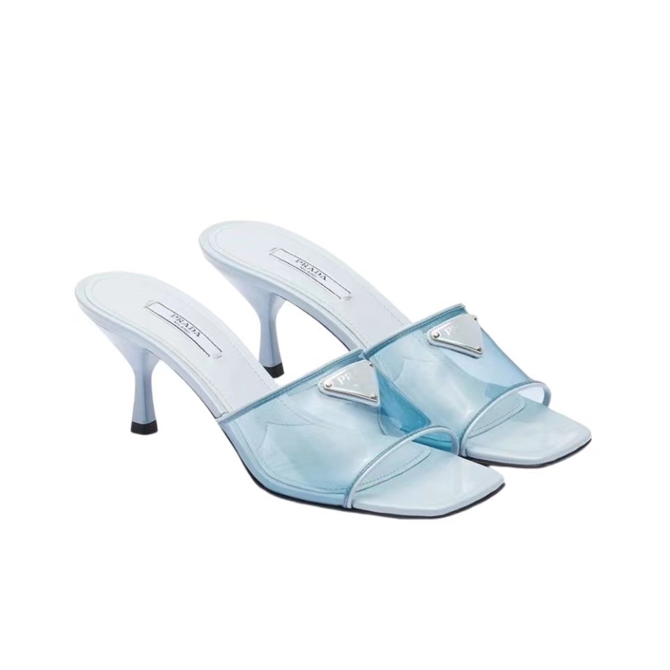 Prada Leather Heel Sandals Slide Sandal