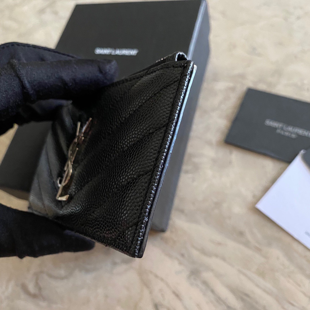 Saint Laurent Caviar Zip Card Holder