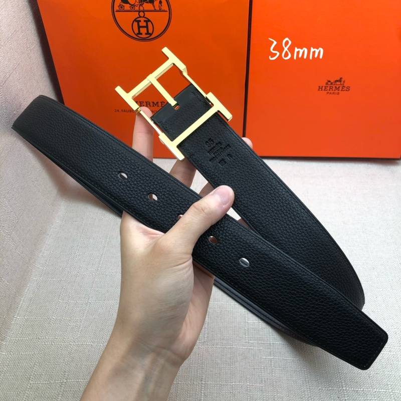 Hermes H Belt Buckle & Reversible Black Belt 380MM