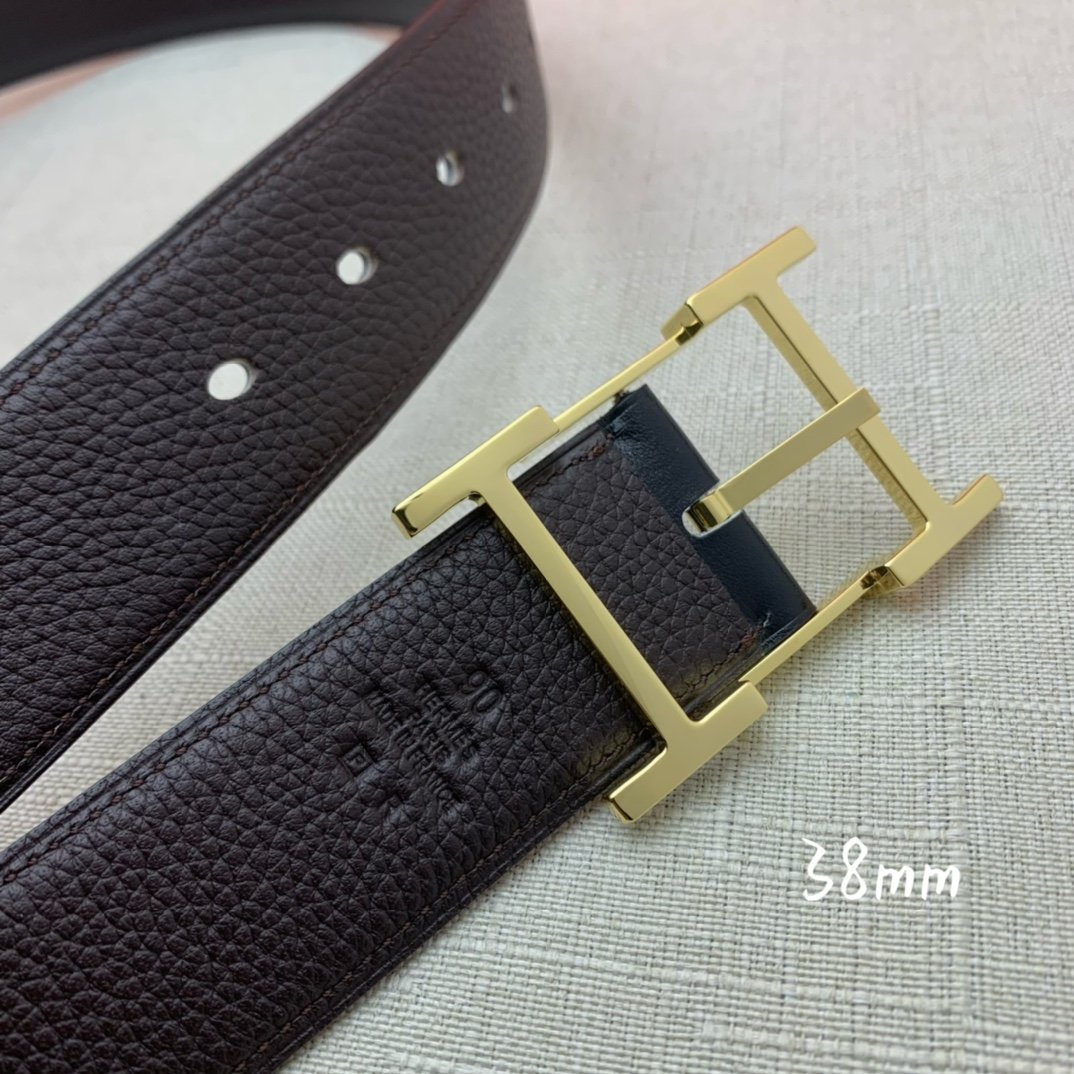 Hermes H Belt Buckle & Reversible Black Belt 380MM