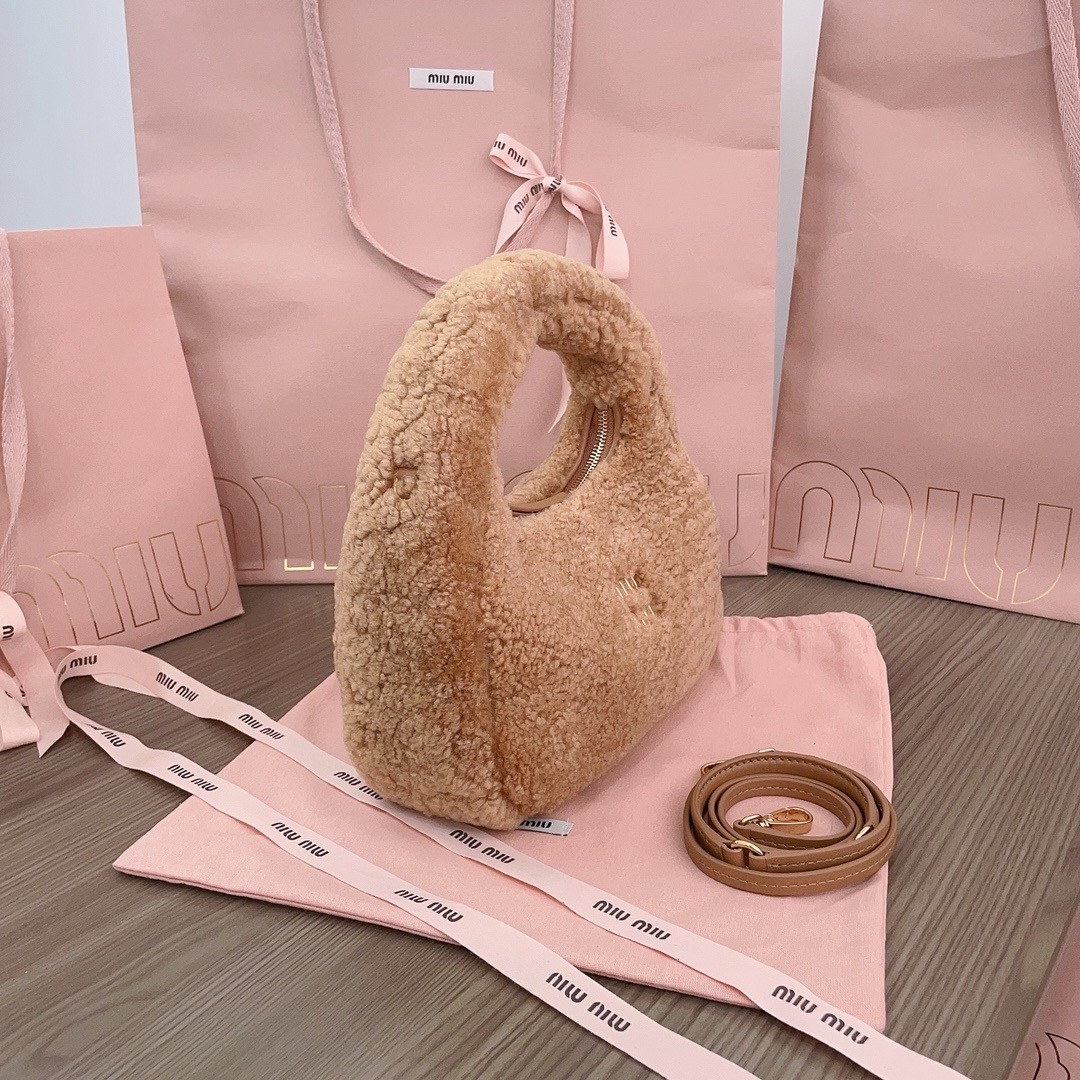 Miumiu Wander Small Shearling Crescent Bag
