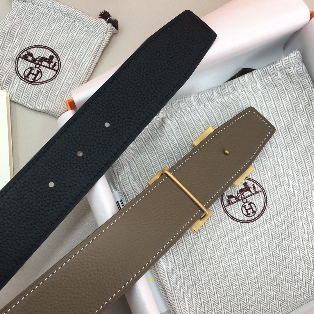 Hermes H Belt Buckle & Reversible Black Belt 380MM