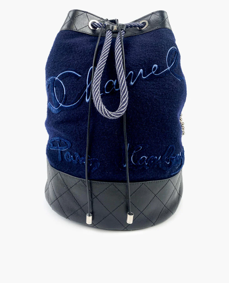 Chanel Paris-Hamburg Drawstring Bucket Bag Blue