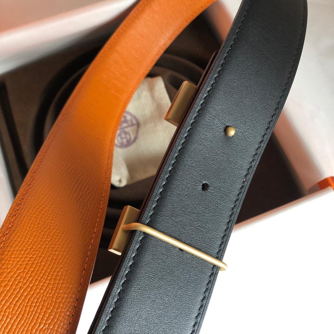 Hermes Mini Constance Guillochee Belt Buckle & Reversible Orange Belt 380MM