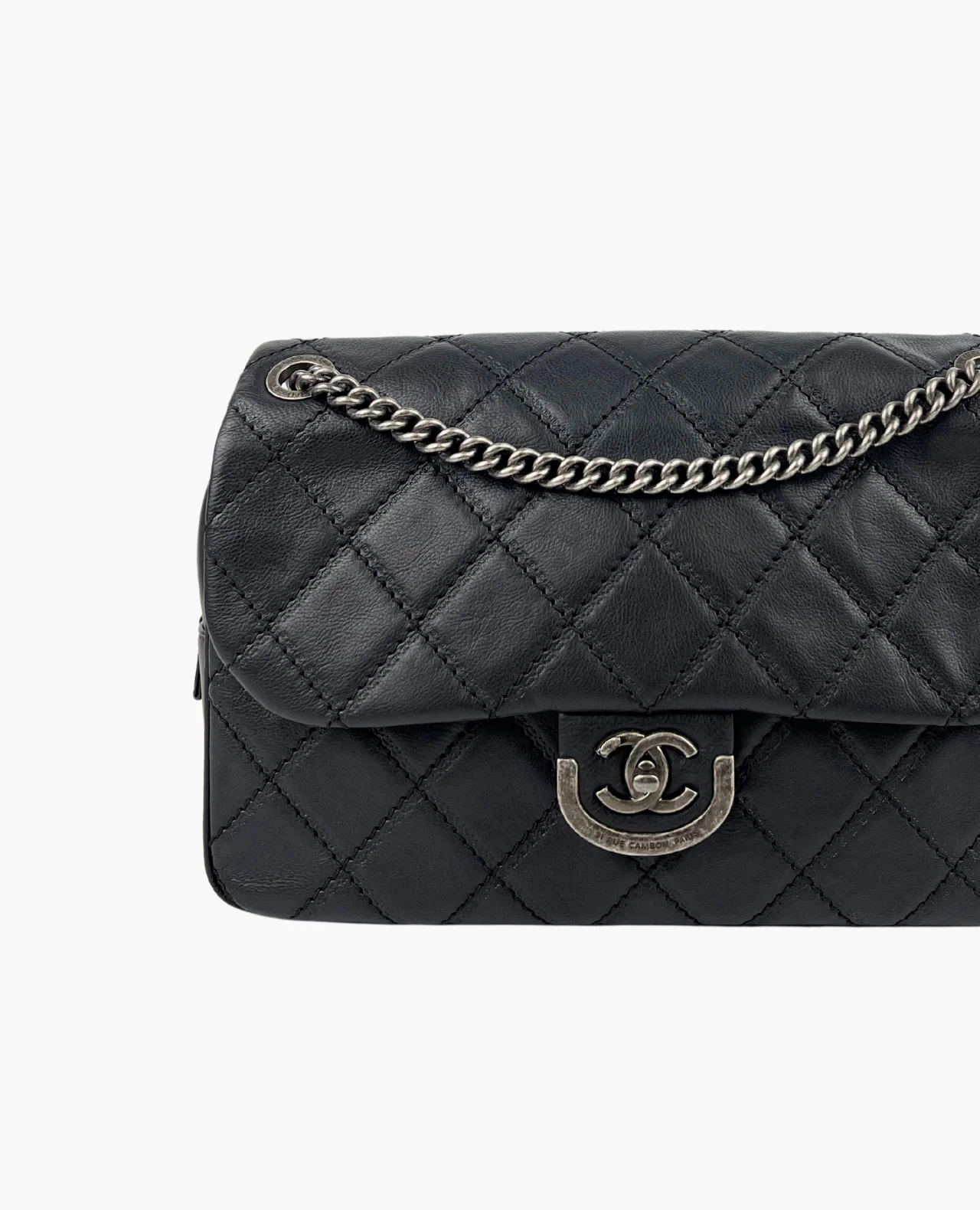 Chanel Quilted Calfskin Coco Sporran Jumbo Flap Bag Black