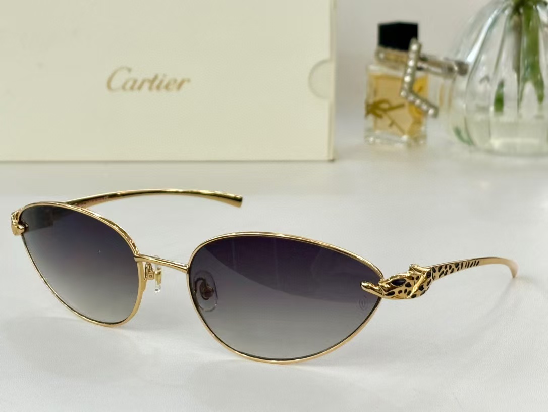 Cartier  Metal Cutout Frame  Sunglasses Top quality
