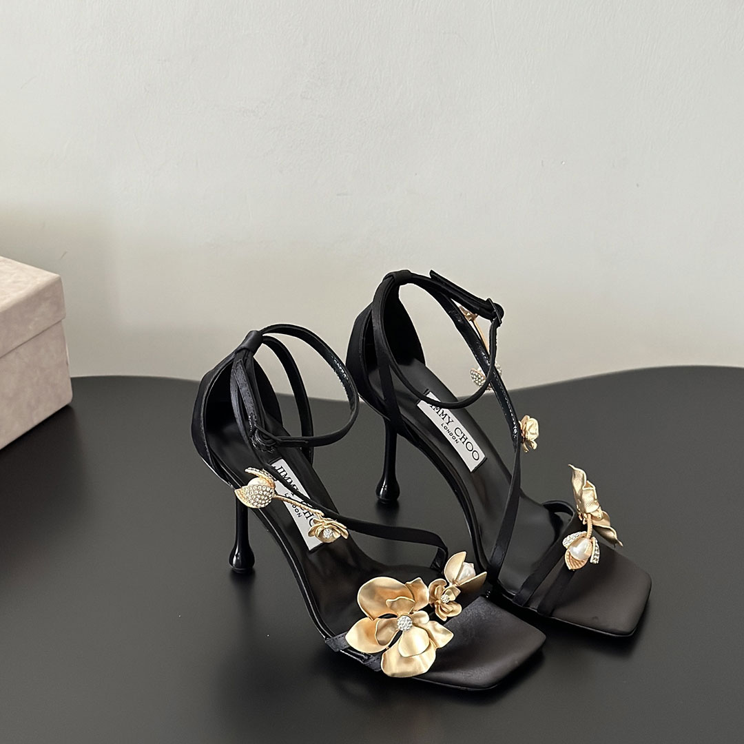 Jimmy Choo Leather Line Strap Sandals Slide 9.5CM