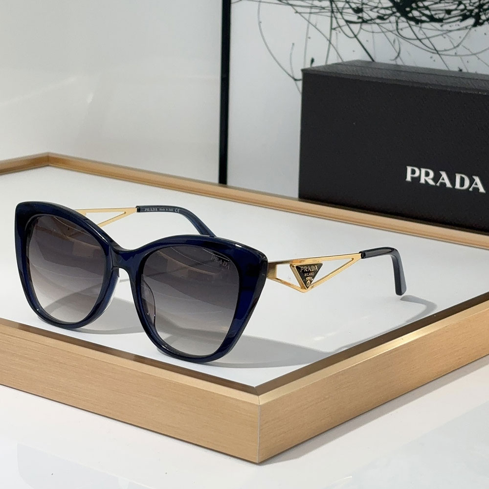 Prada Mirror leg Hollowed Out Stereoscopic Logo  sunglasses Top quality