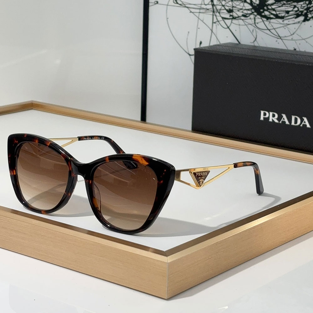 Prada Mirror leg Hollowed Out Stereoscopic Logo  sunglasses Top quality
