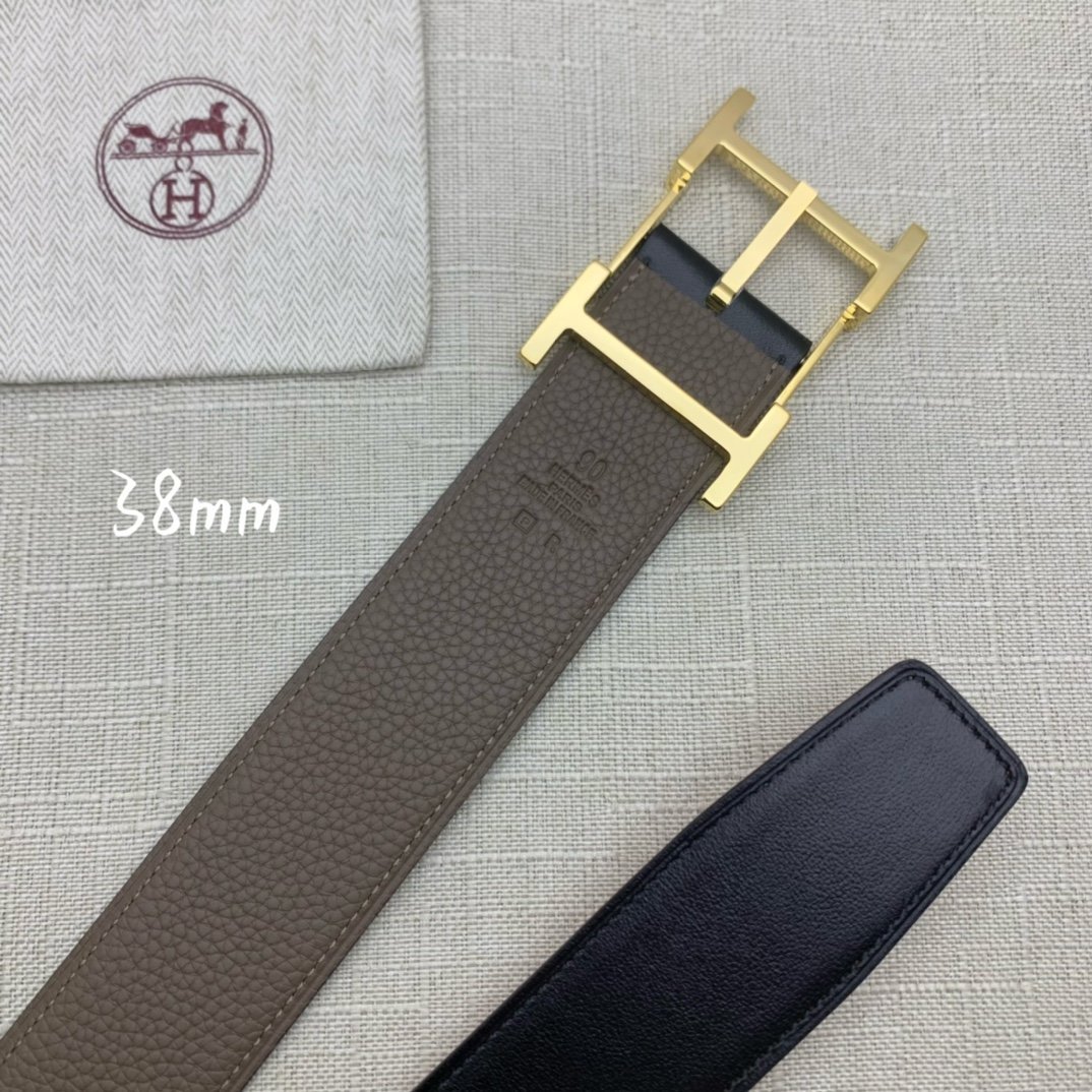 Hermes H Belt Buckle & Reversible Brown Belt 380MM